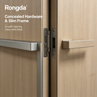 Porte double battante moderne en aluminium et bois à cadre étroit, modèle mère-enfant