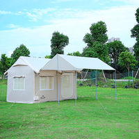 Tente de luxe gonflable en forme de maison, glamping, toile Oxford 420D, imperméable, quatre saisons, deux chambres, 5-8 personnes, tente rapide