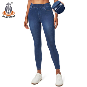 Alxin Leggings skinny en jean <span class=keywords><strong>taille</strong></span> <span class=keywords><strong>haute</strong></span> pour femmes <span class=keywords><strong>jegging</strong></span> extensible avec poches personnalisées tendance mode simple - Product Image 5