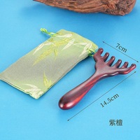 Peigne de massage capillaire naturel à six griffes pour stimulation des points thérapeutiques, grattoir de cuir chevelu en matériau naturel, relaxant, fabriqué en Chine
