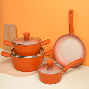 Maifan Stone Cookware Set 4 Piece Non-Stick Frying Pan <b>Soup</b> <b>Pot</b> With Lid Kitchen Cooking Set - Product Image 1