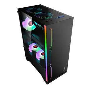 Fast delivery Desktop ATX Micro Top power supply gaming ATX mid tower gamer computer case with RGB fan gaming computer cases