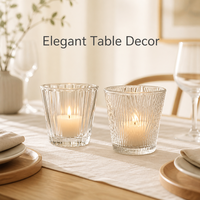 Vente directe d'usine, gobelet à bougie en verre 7,5*5,5*7,5 cm, 145 g, récipient en verre gaufré pour la fabrication de bougies à la cire de soja