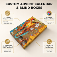 Boîtes de calendrier de l'avent personnalisées imprimées, vides, pour biscuits fantaisie, 24 jours, boîtes cadeaux compte à rebours de l'avent