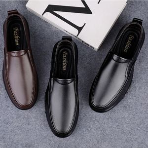 Men's Uniform Dress Oxford Loafers Derby <b>Flats</b> Low-top Slip on Cow Genuine Leather Round-toe Business Casual Breathable - Product Image 6