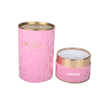 Boîte Cadeau Personnalisée en Tube de Papier Rose avec Logo Doré, Couvercle en Métal, Cylindre Rond en Papier pour Emballage Cosmétique et Parfum