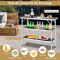 Table pliante rectangulaire noire pour jardin, extérieur, banquet, restauration, barbecue, camping, pique-nique, cuisine, courrier
