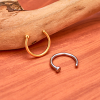 1 pièce Anneau de nez factice en Titane G23 pour femme, ensemble de piercings pour septum, lèvre et cartilage, anneaux fins pour hélix, hypoallergénique, forme C, 20G
