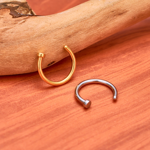 1 pièce <span class=keywords><strong>Anneau</strong></span> de nez factice en Titane G23 pour femme, ensemble de piercings pour septum, lèvre et cartilage, anneaux fins pour hélix, hypoallergénique, forme C, 20G - Product Image 4