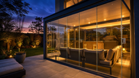 Portes coulissantes en verre sans cadre synchronisées pour l'extérieur et l'intérieur, pour balcon, jardin, double vitrage, verre trempé, isolation thermique