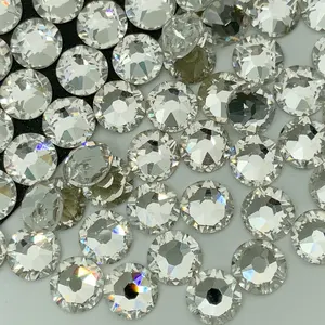 16 Facetten Hot Fix Kristall perlen 8mm Glas Strass Flatback ss20 Crystal AB