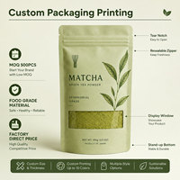Sachets d'emballage personnalisés haut de gamme imprimés numériquement pour boisson instantanée au matcha en poudre, thé vert de spécialité, avec marque