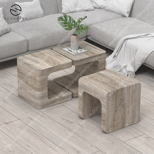 Tùy Chỉnh C-Hình Travertine Đá Cẩm Thạch Bảng Điều Khiển Hiện Đại Văn Phòng & Phòng Khách Thiết Kế Hẹp End Bảng - Product Image 6