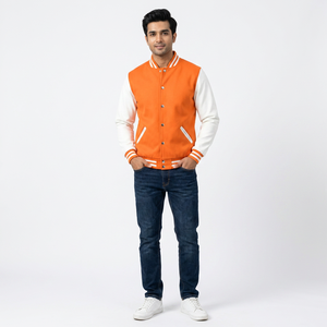 Blouson universitaire sur mesure léger, anti-plis, respirant, en toile, à col montant, avec logo frontal pour homme – Article tendance en promotion - Product Image 1
