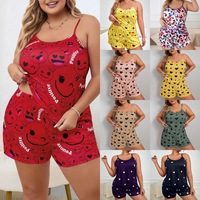 Pyjama Femme Grande Taille Imprimé Cœur – Ensemble Caraco et Short Ample Respirant et Doux pour un Confort Optimal – Style Européen-Américain
