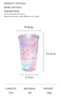 Gobelet lumineux à double paroi LED 16oz 500ml en plastique, avec paille, personnalisable, vente en gros