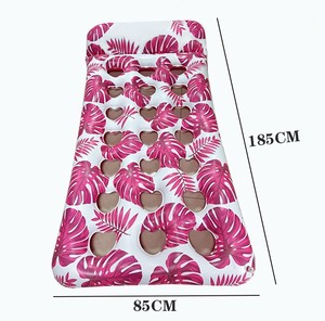 Punto de fábrica Inflable Agua Corazón Fila flotante PVC Adulto Piscina Hamaca Copa Agujero Respaldo Silla de salón Cama flotante - Product Image 6