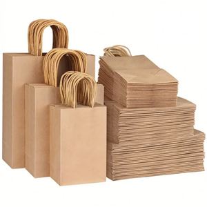 Sacs de transport en papier kraft noir, blanc et brun avec poignées torsadées, imprimés avec logo, pour les sacs à emporter des restaurants - Product Image 1