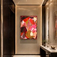 Peinture à l'huile abstraite géométrique colorée peinte à la main, texture épaisse, couteau à palette, style moderne et contemporain, décoration pour la maison et l'hôtel