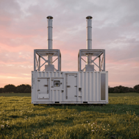 Générateur d'énergie au gaz conteneurisé 300 kVA, type super silencieux, multi-combustibles, énergie durable, télécommande, refroidissement par eau, pour situations d'urgence