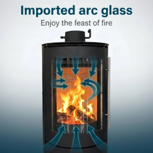 Chimenea <span class=keywords><strong>de</strong></span> Leña Redonda <span class=keywords><strong>de</strong></span> Vidrio Curvo Importada <span class=keywords><strong>de</strong></span> Nuevo Diseño, 9kW, Ambiente <span class=keywords><strong>de</strong></span> Alta Gama <span class=keywords><strong>para</strong></span> Sala <span class=keywords><strong>de</strong></span> Estar - Product Image 3