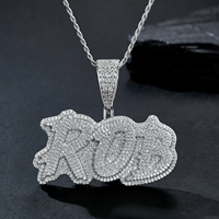 Collier avec pendentif lettre initiale personnalisable en argent sterling 925 entièrement serti de moissanite, style hip-hop pour hommes et femmes