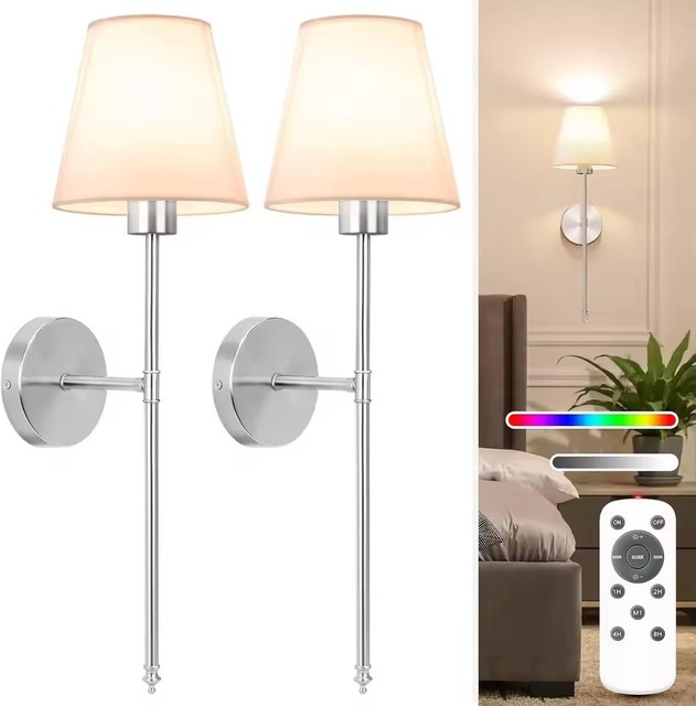 Indoor Fabric Cordless Wall Light Peel Stick on Rechargeable Battery Scone Led Wall Light Sconces Wireless Wall Lamp