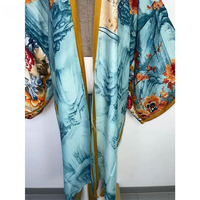 Burkini floral personnalisé en gros, Kaftan, Maillot de bain musulman pour femme, Kimono ouvert sur le devant, Cardigan ample, Cache-maillot de plage pour bikini OEM ODM