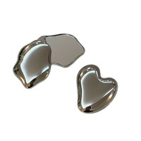 Miroir de maquillage portable incassable en acier inoxydable, miroir de poche en métal en forme de cœur, logo personnalisé