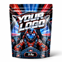 Sachet Mylar personnalisé 3,5g Za Pack avec logo personnalisé, pochette brillante refermable, emballage stand-up à motif de dessin animé futuriste
