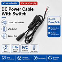 Kabel Daya DC dengan Sakelar Rocker, Kabel Daya Tembaga PVC 2 Inti dengan Steker Barrel untuk Kamera CCTV, Monitor LED, Router