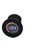 Meteran Tegangan DC Digital Mini LED Bulat 12-24V IP66 Tahan Air dengan Sakelar Sentuh untuk Baterai Mobil Motor