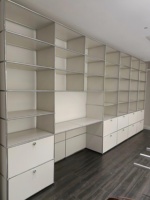 Moderner Edelstahl-Modul-Aufbewahrungsschrank, multifunktional, schlicht, dekoratives Sideboard für das Wohnzimmer, Mittelalter-Stil, rostfrei