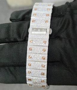 นาฬิกาอัตโนมัติสแตนเลสสตีลทรงสี่เหลี่ยมขนาด 40 มม. ประดับเพชรโมอิสซาไนต์หรูหรา พร้อมหน้าปัดกระจก ดีไซน์ฮิปฮอปสั่งทำพิเศษ - Product Image 5