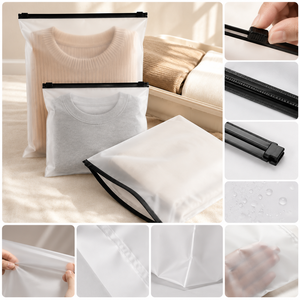 Bolsa de Plástico Transparente Mate con Cierre Hermético, Bolsa de Embalaje Reutilizable para Calcetines, Ropa Interior y Prendas de Vestir - Product Image 2