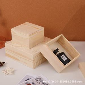 Boîte cadeau en bois carrée, boîte de rangement en bois massif pour bonbons, organisateur de bureau, 6 pouces de hauteur - Product Image 3