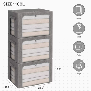 Caja de Almacenamiento de Tela Rectangular Plegable de Gran Capacidad para Ropa y Juguetes, Uso Doméstico, Fácil de Transportar - Product Image 6