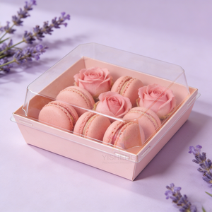 Boîte d'emballage en papier rose pour charcuterie, donuts, macarons, gaufres et produits de boulangerie, avec fenêtre, jetable - Product Image 4