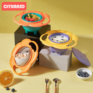Cuenco giratorio de cartón de 360 grados, cuenco para comer anticaída para bebés y niños con plato de Material PP, <span class=keywords><strong>vajilla</strong></span> - Product Image 3