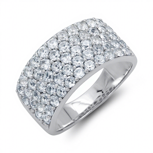 Bague Cocktail Gourik Tendance Faite à la Main en Argent Sterling 925 avec Saphir Blanc Créé en Laboratoire Taille Brillant et Sertissage à Griffes 5.39g pour Femme – Idéale pour les Fêtes - Product Image 1