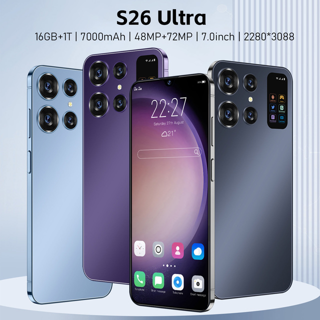 Ultra Endurance S26 Ultra 5G Smartphone 7000mAh Large Battery 7.0 Inch 90Hz HD Screen 16GB+1TB Snapdragon 8 Gen2 48MP+72MP