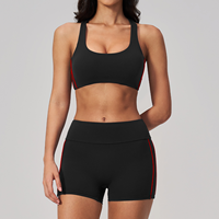 Ensemble de yoga et de pilates 7 pièces color-block personnalisé pour femme, avec haut tube froncé tendance et respirant en tissu brossé