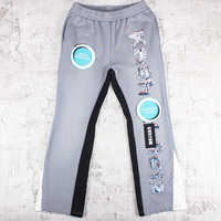 Pantalon de survêtement décontracté pour hommes en coton de haute qualité patchwork évasé à jambes larges