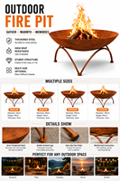 Brasero avec support de rangement pour bois de chauffage - Ensemble foyer extérieur à bois et support à bûches pour jardin et terrasse (disponible séparément)