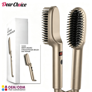 Dear Choice Private Label Hair Tools LED Fast Mini Beard Straightening Comb Portable Ceramic Electric Ionic Hair Brush - Product Image 1