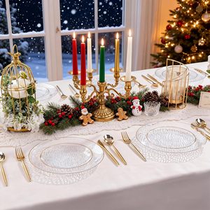 Assiettes en plastique transparentes <span class=keywords><strong>pour</strong></span> Noël, martelées, fantaisie, classiques, rondes, jetables, résistantes, <span class=keywords><strong>pour</strong></span> <span class=keywords><strong>les</strong></span> fêtes - Product Image 5