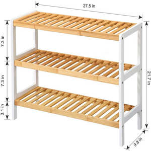 Generoso Zapatero de Bambú de Tres Niveles con Banco, Organizador de Almacenamiento Interior que Ahorra Espacio, con Diseño Desmontable para Sala de Estar - Product Image 2
