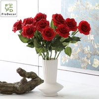 Hochwertige 48CM Künstliche Seidenrose mit Latexbeschichtung, Einzelblüte für Hochzeit, Valentinstag und Heimdekoration