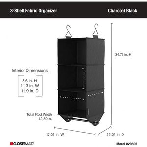 Reinforced 3-Tier Hanging Closet <b>Storage</b> with Garment Rod Non-Woven Fabric Iron Pipe Closet <b>Shelves</b> for Shoes &Clothes Organizer - Product Image 5