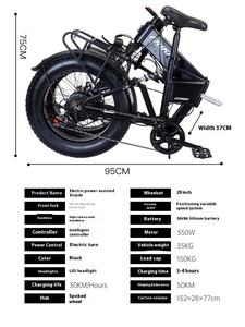 Bicicleta Eléctrica Plegable de Montaña con Llantas Gruesas de 20 Pulgadas y 4.0, 48V, Aleación de Aluminio, para Adultos, 6 Velocidades, 30KG, Asiento Cómodo - Product Image 6
